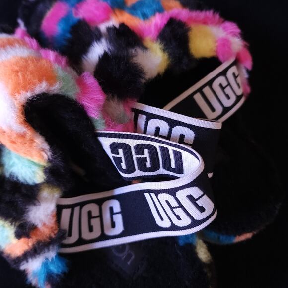 UGG Fluff Yeah Slide Check Checkerboard Plush Strap Back Size 5 Sandals Slides - Picture 9 of 13